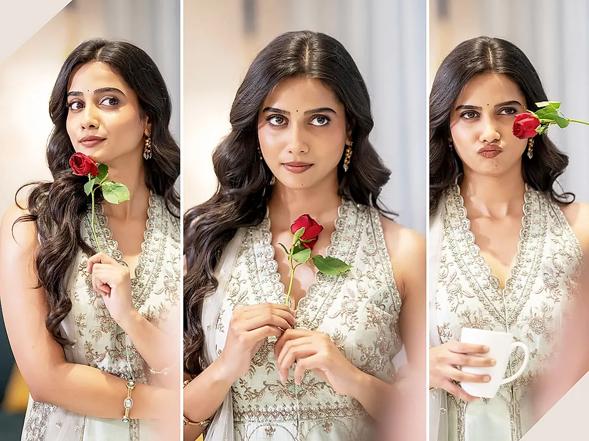 రోజా పువ్వుతో మ్యాడ్ బ్యూటీ పోజులు… ఆకట్టుకుంటున్న ఫోటోలు
