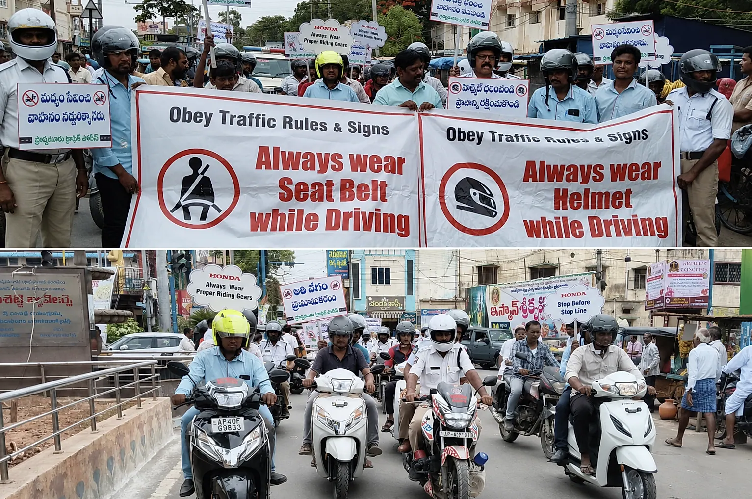హెల్మెట్‌ తప్పనిసరి.. రోడ్డు భద్రతపై అవగాహన ర్యాలీ